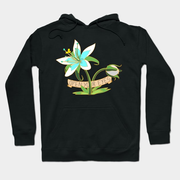 Zelda Open Your Eyes Flower Hoodie by BretBarneyArt